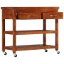 Carrito de cocina de madera maciza de acacia 100x48x89 cm de vidaXL, Carros de cocina y comedor - Ref: Foro24-282753, Precio:...