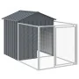 Caseta perros con corral acero galvanizado gris 117x201x123 cm de vidaXL, Casetas para perros - Ref: Foro24-172351, Precio: 2...