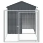 Caseta perros con corral acero galvanizado gris 117x201x123 cm de vidaXL, Casetas para perros - Ref: Foro24-172351, Precio: 2...