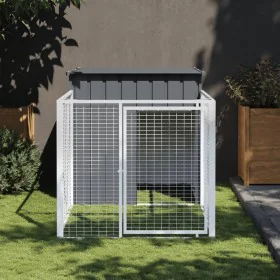 Doghouse with corral gray galvanized steel 110x201x110 cm by vidaXL, Dog kennels - Ref: Foro24-172357, Price: 195,92 €, Disco...