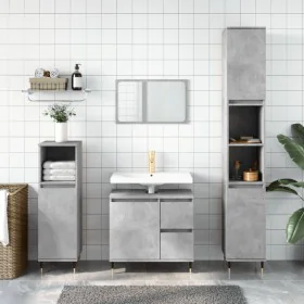 2-teiliges Badezimmermöbelset aus betongrauem Sperrholz von vidaXL, Badezimmermöbel - Ref: Foro24-3190225, Preis: 180,19 €, R...