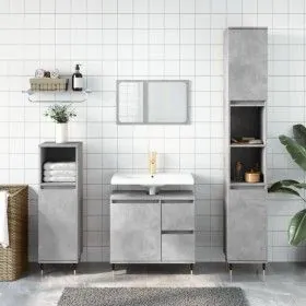 Set muebles de baño 2 piezas madera contrachapada gris hormigón de vidaXL, Muebles de baño - Ref: Foro24-3190225, Precio: 180...