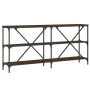 Console table made of iron and engineered oak wood, brown color, measuring 160x30x75 cm. by vidaXL, Side tables - Ref: Foro24...