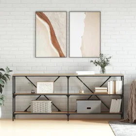Mesa consola hierro madera ingeniería roble Sonoma 180x30x75 cm de vidaXL, Mesas auxiliares - Ref: Foro24-832854, Precio: 105...