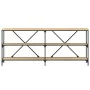 Console table iron wood engineered Sonoma oak 180x30x75 cm by vidaXL, Side tables - Ref: Foro24-832854, Price: 105,49 €, Disc...