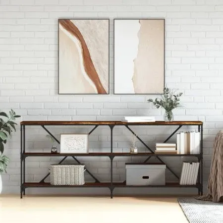 Konsolentisch aus Eisenholz, geräucherte Eiche, 180 x 30 x 75 cm von vidaXL, Seitentische - Ref: Foro24-832855, Preis: 80,86 ...