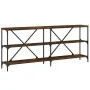 Mesa consola hierro madera ingeniería roble ahumado 180x30x75cm de vidaXL, Mesas auxiliares - Ref: Foro24-832855, Precio: 80,...