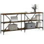 Mesa consola hierro madera ingeniería roble ahumado 180x30x75cm de vidaXL, Mesas auxiliares - Ref: Foro24-832855, Precio: 80,...