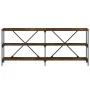 Mesa consola hierro madera ingeniería roble ahumado 180x30x75cm de vidaXL, Mesas auxiliares - Ref: Foro24-832855, Precio: 80,...