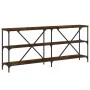 Mesa consola hierro madera ingeniería roble ahumado 180x30x75cm de vidaXL, Mesas auxiliares - Ref: Foro24-832855, Precio: 80,...