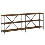 Mesa consola hierro madera ingeniería roble ahumado 200x30x75cm de vidaXL, Mesas auxiliares - Ref: Foro24-832860, Precio: 87,...