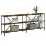 Mesa consola hierro madera ingeniería roble ahumado 200x30x75cm de vidaXL, Mesas auxiliares - Ref: Foro24-832860, Precio: 87,...