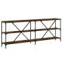 Mesa consola hierro madera ingeniería roble ahumado 200x30x75cm de vidaXL, Mesas auxiliares - Ref: Foro24-832860, Precio: 87,...