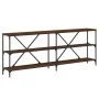 Console table iron wood engineered brown oak 200x30x75 cm by vidaXL, Side tables - Ref: Foro24-832862, Price: 85,29 €, Discou...