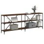 Console table iron wood engineered brown oak 200x30x75 cm by vidaXL, Side tables - Ref: Foro24-832862, Price: 85,29 €, Discou...