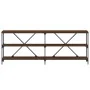 Console table iron wood engineered brown oak 200x30x75 cm by vidaXL, Side tables - Ref: Foro24-832862, Price: 85,29 €, Discou...