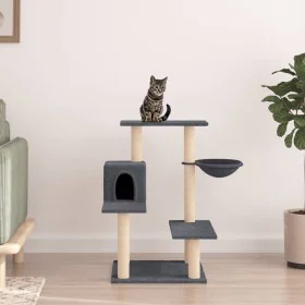Rascador para gatos con postes de sisal gris oscuro 82,5 cm de vidaXL, Mobiliario para gatos - Ref: Foro24-172387, Precio: 53...