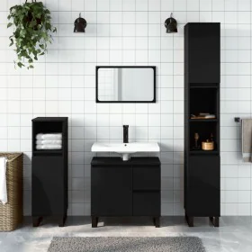 Juego de muebles de baño 3 pzas madera contrachapada negro de vidaXL, Muebles de baño - Ref: Foro24-3190230, Precio: 245,51 €...