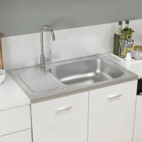 Silbernes Abtropfbecken 800x500x155 mm aus Edelstahl von vidaXL, Sinkt - Ref: Foro24-147232, Preis: 114,83 €, Rabatt: %