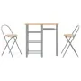 Mesa y taburetes altos 3 pzas hierro y madera gris y marrón de vidaXL, muebles para cocinas y comedores - Ref: Foro24-355214,...