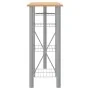 Mesa y taburetes altos 3 pzas hierro y madera gris y marrón de vidaXL, muebles para cocinas y comedores - Ref: Foro24-355214,...