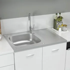 Kitchen sink with stainless steel drainer 800x600x155 mm by vidaXL, Sinks - Ref: Foro24-147233, Price: 103,85 €, Discount: %