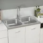 Fregadero de cocina doble seno acero inoxidable 800x500x155 mm de vidaXL, Fregaderos - Ref: Foro24-147234, Precio: 111,36 €, ...