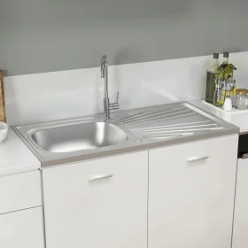 Kitchen sink with stainless steel drainer 1000x500x155 mm by vidaXL, Sinks - Ref: Foro24-147236, Price: 117,88 €, Discount: %