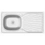 Fregadero de cocina con escurridor acero inox 1000x500x155 mm de vidaXL, Fregaderos - Ref: Foro24-147236, Precio: 117,88 €, D...