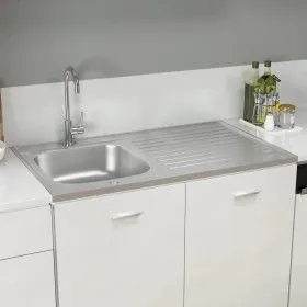 Küchenspüle mit Abtropffläche aus Edelstahl 1000x600x155 mm von vidaXL, Sinkt - Ref: Foro24-147237, Preis: 172,68 €, Rabatt: %