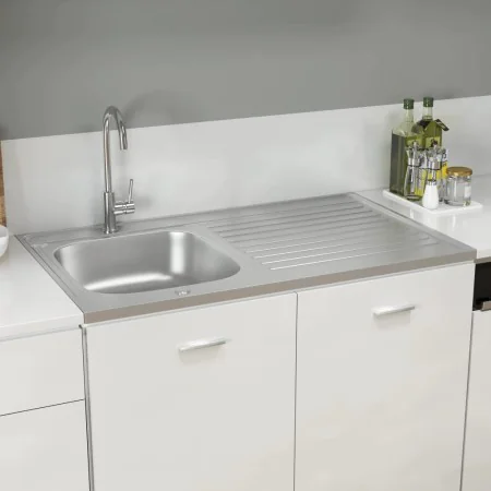 Kitchen sink with stainless steel drainer 1000x600x155 mm by vidaXL, Sinks - Ref: Foro24-147237, Price: 172,68 €, Discount: %