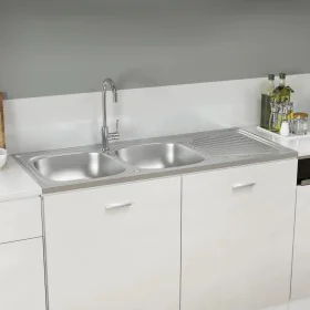 Doppelbecken-Küchenspüle aus Edelstahl, 1200 x 600 x 155 mm von vidaXL, Sinkt - Ref: Foro24-147239, Preis: 157,97 €, Rabatt: %