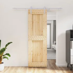 Puerta corredera con herrajes madera maciza de pino 70x210 cm de vidaXL, Puertas - Ref: Foro24-3203012, Precio: 167,48 €, Des...