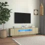 Mueble de TV con luces LED roble Sonoma 160x35x40 cm de vidaXL, Muebles TV - Ref: Foro24-804430, Precio: 108,22 €, Descuento: %