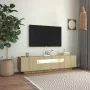Mueble de TV con luces LED roble Sonoma 160x35x40 cm de vidaXL, Muebles TV - Ref: Foro24-804430, Precio: 108,22 €, Descuento: %
