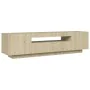 Mueble de TV con luces LED roble Sonoma 160x35x40 cm de vidaXL, Muebles TV - Ref: Foro24-804430, Precio: 108,22 €, Descuento: %