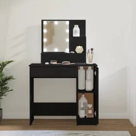 Schminktisch mit LED schwarz 86,5x35x136 cm von vidaXL, Schlafzimmerkommoden - Ref: Foro24-808811, Preis: 89,73 €, Rabatt: %