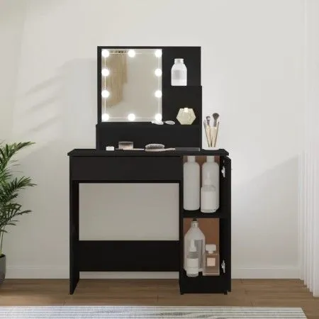 Tocador con LED negro 86,5x35x136 cm de vidaXL, Tocadores para dormitorios - Ref: Foro24-808811, Precio: 89,73 €, Descuento: %