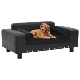 Sofá para perros felpa y cuero sintético negra 81x43x31 cm de vidaXL, Camas para perros - Ref: Foro24-170954, Precio: 81,38 €...