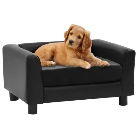 Sofá para perros felpa y cuero sintético negro 60x43x30 cm de vidaXL, Camas para perros - Ref: Foro24-170960, Precio: 76,35 €...