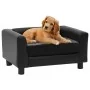 Sofá para perros felpa y cuero sintético negro 60x43x30 cm de vidaXL, Camas para perros - Ref: Foro24-170960, Precio: 76,35 €...
