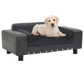 Sofá para perros felpa y cuero sintético gris oscuro 81x43x31cm de vidaXL, Camas para perros - Ref: Foro24-171044, Precio: 95...