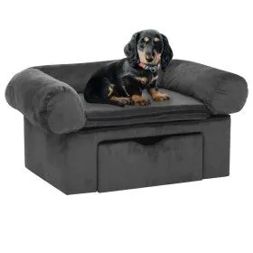Sofá para perros con cajón felpa gris oscuro 75x50x38 cm de vidaXL, Camas para perros - Ref: Foro24-171079, Precio: 102,06 €,...