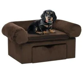 Sofá para perros con cajón felpa marrón 75x50x38 cm de vidaXL, Camas para perros - Ref: Foro24-171077, Precio: 110,38 €, Desc...