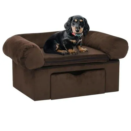 Sofá para perros con cajón felpa marrón 75x50x38 cm de vidaXL, Camas para perros - Ref: Foro24-171077, Precio: 110,38 €, Desc...