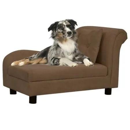 Sofá para perros con almohada marrón felpa 83x44x44 cm de vidaXL, Camas para perros - Ref: Foro24-171101, Precio: 134,62 €, D...
