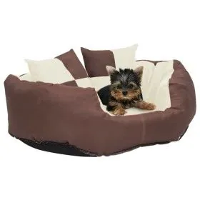 Cojín para perro reversible y lavable marrón y crema 65x50x20cm de vidaXL, Camas para perros - Ref: Foro24-171211, Precio: 45...
