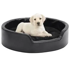 Cama para perros felpa y cuero sintético negra 69x59x19 cm de vidaXL, Camas para perros - Ref: Foro24-171261, Precio: 53,42 €...