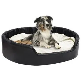 Cama de perros felpa y cuero sintético negro beige 99x89x21 cm de vidaXL, Camas para perros - Ref: Foro24-171272, Precio: 79,...