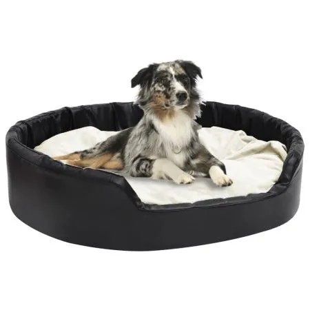 Cama de perros felpa y cuero sintético negro beige 99x89x21 cm de vidaXL, Camas para perros - Ref: Foro24-171272, Precio: 79,...